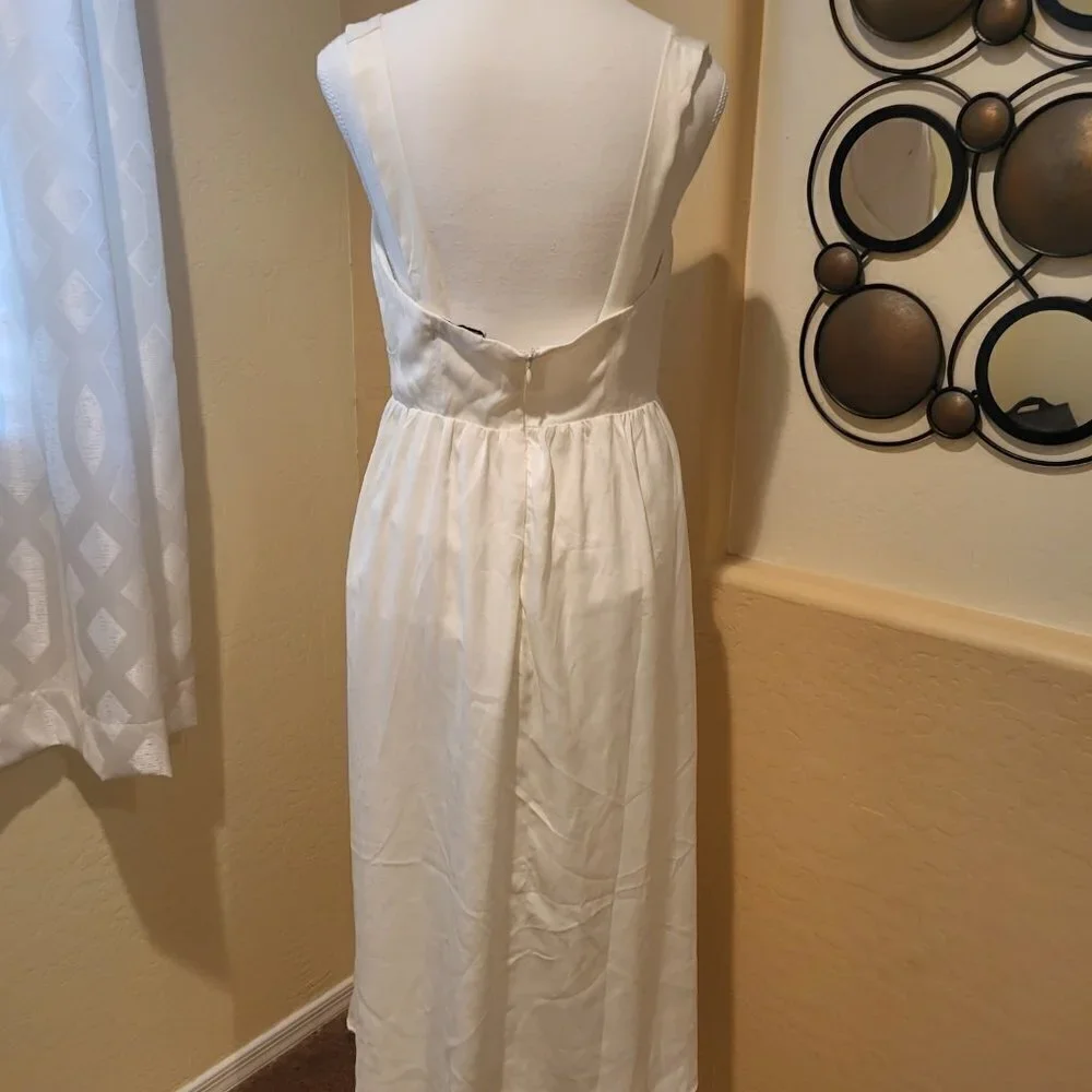 WeWoreWhat Corset Satin Charmeuse Midi Dress in Whisper White NWT Size Medium - Picture 7 of 11